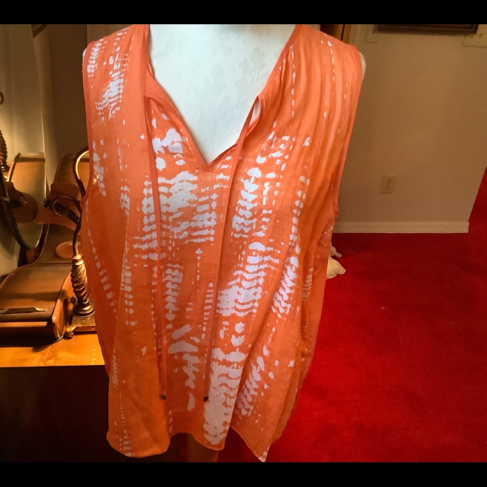 Calvin Klein linen/poly tye-died top - XL